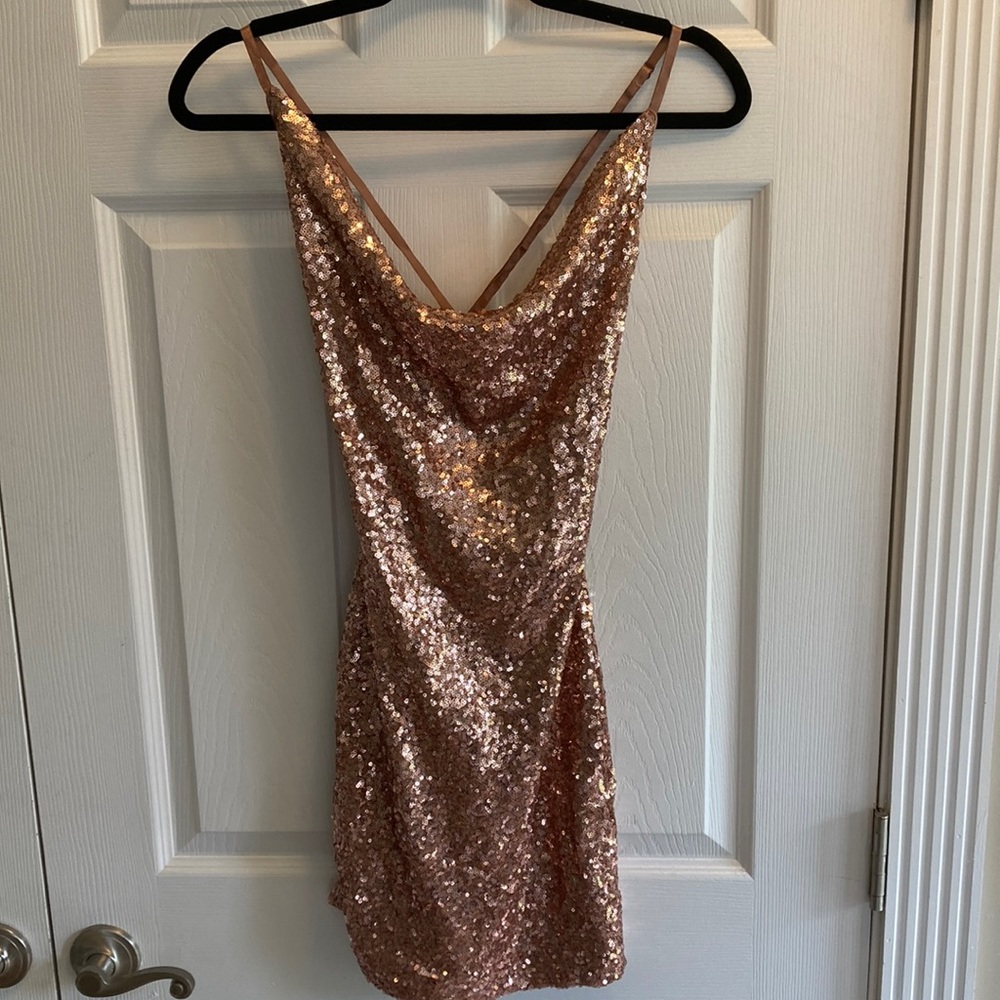 Rose Gold Sequin Dress - Fashion Nova